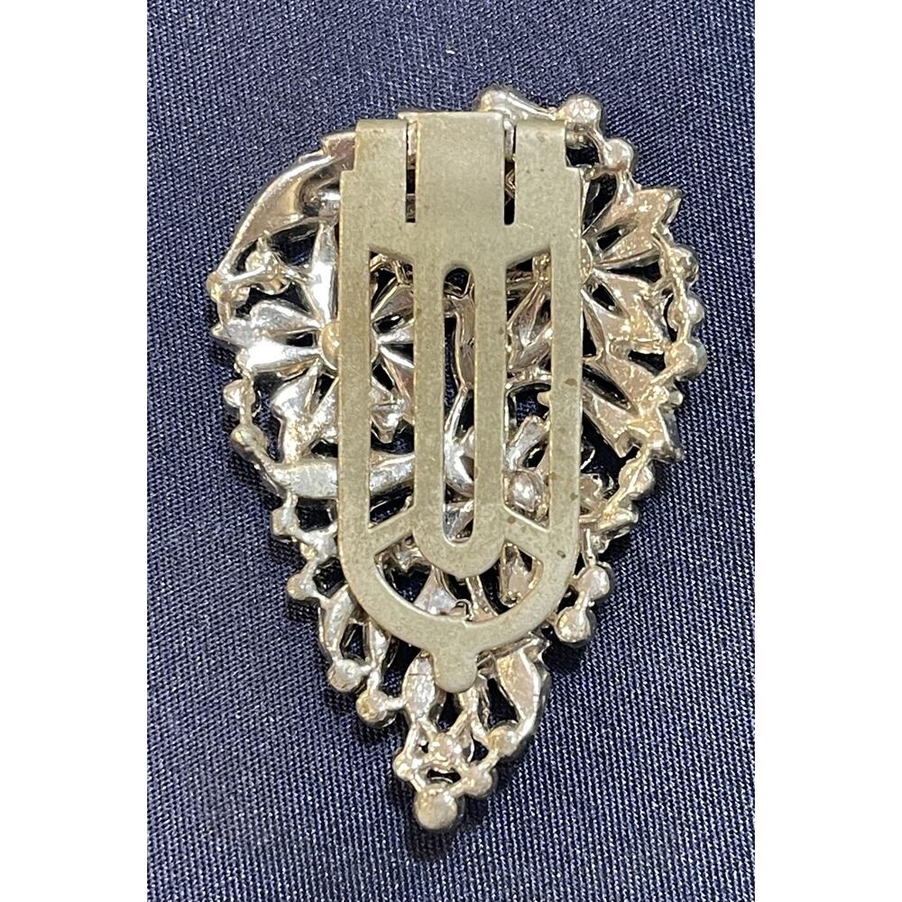 Vintage Mimi Di N Art Deco Rhinestone Flower Floral Brooch Pin Dress Clip - Picture 2 of 5